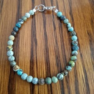 Hubei Turquoise Beaded Bracelet Handmade 6.5"